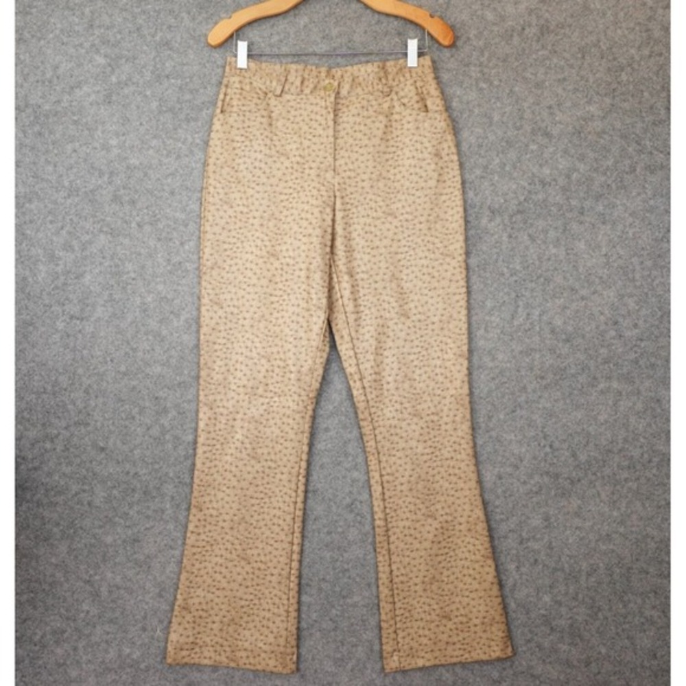 70s Vintage Ostrich Leather Pants Women 10 WORK ORDER Tan Western Faux USA 29/31